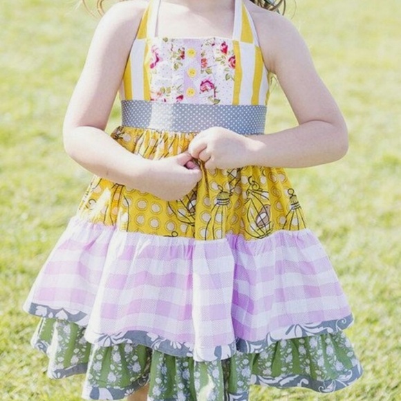 Be Girl Clothing Canary & Pink Halter Tieback Ruffle Dress Size 2T Boho Cute - Picture 1 of 8